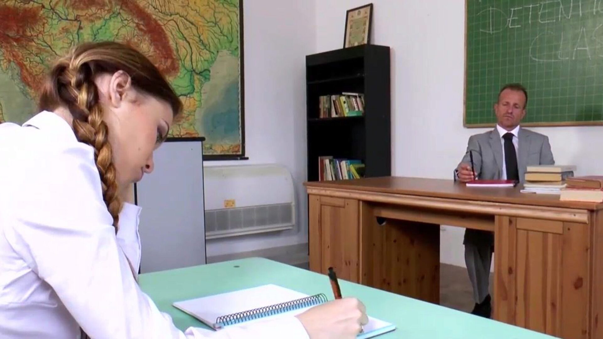 oversexed schoolgirl Misha Cross svede tutor in detention classroom brief version)