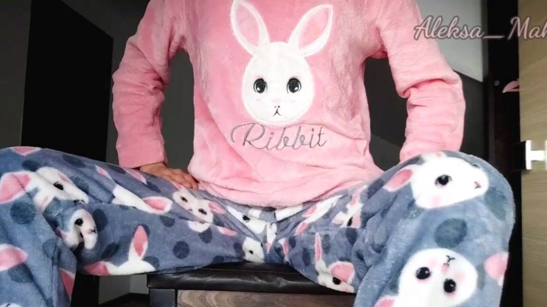 Schoolgirl in Pajamas Teases and Masturbates Pussy