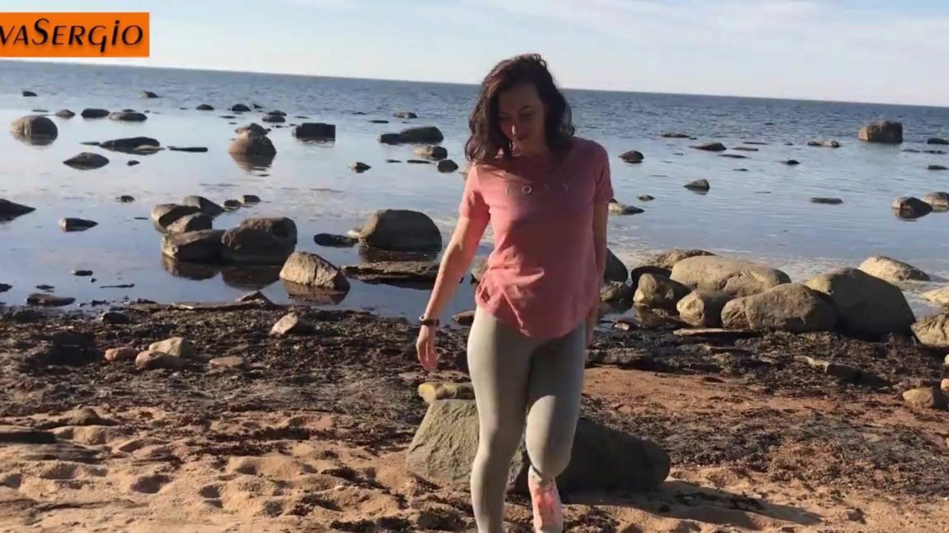 Hot Babe in Yoga Pants Fucks on the Beach and Gets Cum in Mouth