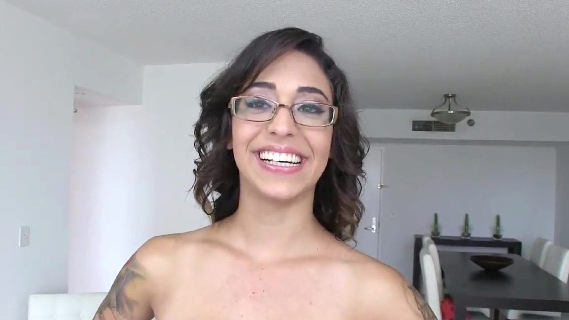 ThisGirlSucks Latin Chick with glasses blowjobs handjobs large weenie
