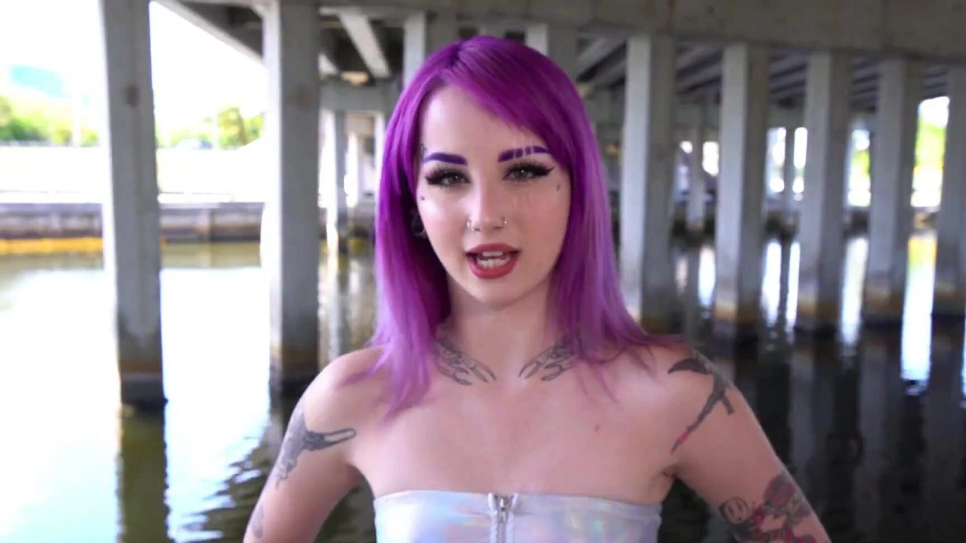 Hot Inked Purple Hair Punk Teen Gets Banged