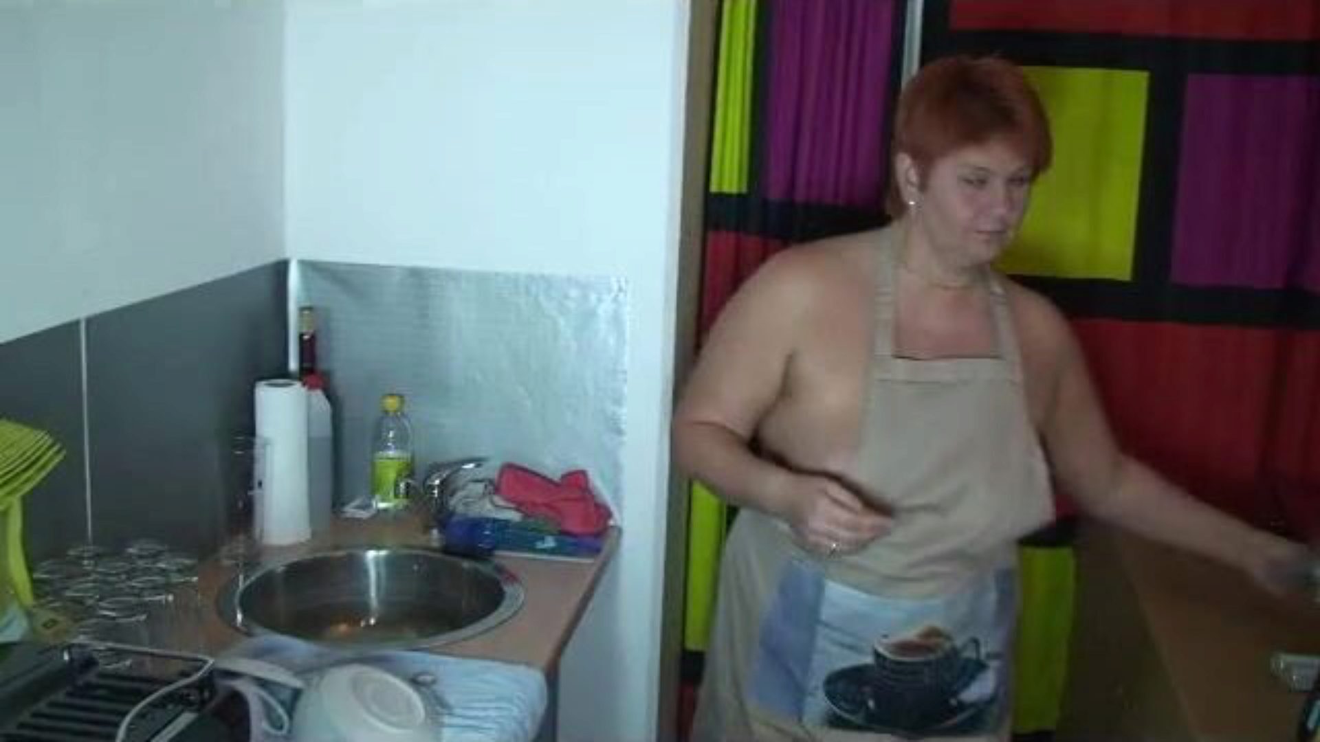 When washing dishes in the kitchen ... ... Anna from washing and wearing no thing more than an apron. When rinse is she so slutty that that babe is even anxious with various kitchen utensils. With hawt closeups and original sound.